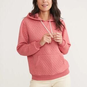Marine Layer Corbet Hoodie Quilted Midweight Pocket Pullover Pink Heather NWT XS
